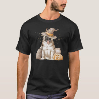 Schattige Halloween Pug Heks Bezem Hond Moeder Her T-shirt