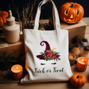 Schattige Halloween Rode Heksenhoed Trick or Treat Tote Bag