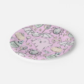 Schattige Halloween Roze Kids Verjaardagsfeestje B Papieren Bordje (Gekanteld)