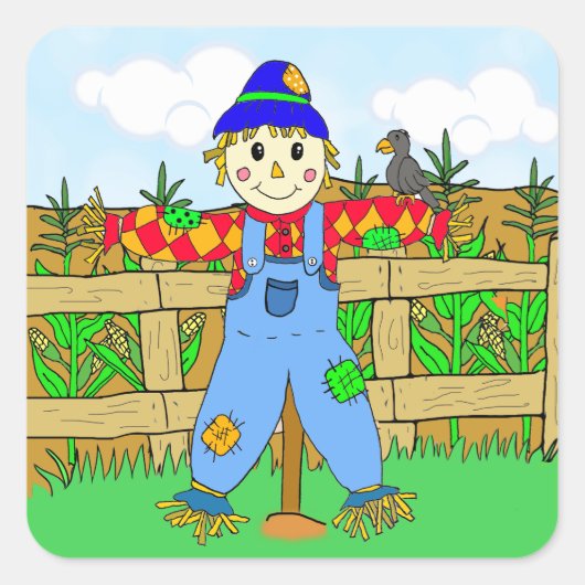 Schattige Halloween Scarecrow Vierkante Sticker (Voorkant)