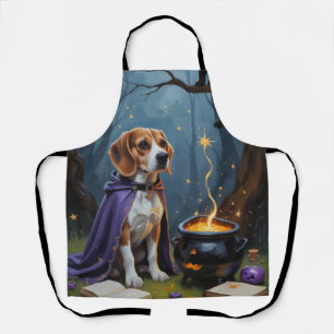Schattige Halloween-schildering van een Beagle-hon Schort