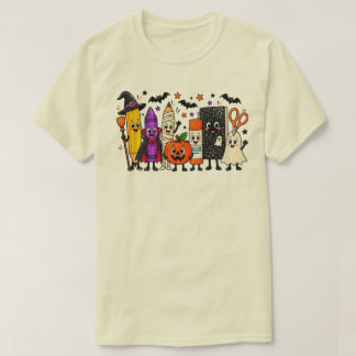 Schattige Halloween schoolbenodigdheden potlood kl T-shirt