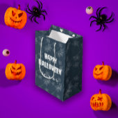 Schattige Halloween spiderweb op grijs, op maat Medium Cadeauzakje