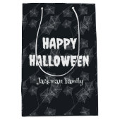 Schattige Halloween spiderweb op zwart, op maat Medium Cadeauzakje (Voorkant)