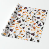 Schattige Halloween spookpatroon – Spooky Black Ca Cadeaupapier (Uitgerold)