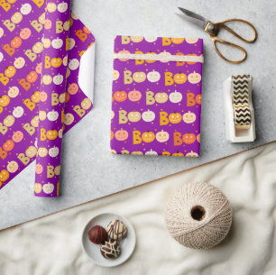 Schattige Halloween Spooky Boo Creepy Pumpkin Paar Cadeaupapier