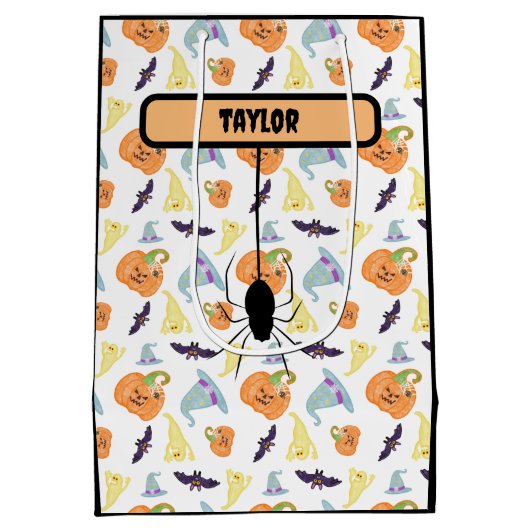 Schattige Halloween - Spooky Spider - Medium Gift Medium Cadeauzakje (Achterkant)