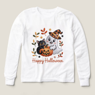 Schattige Halloween T-shirt – grillig borduurwerk
