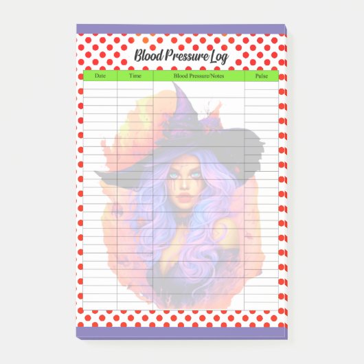 Schattige Halloween thema- Bloeddruk Log Post-it® Notes (Voorkant)
