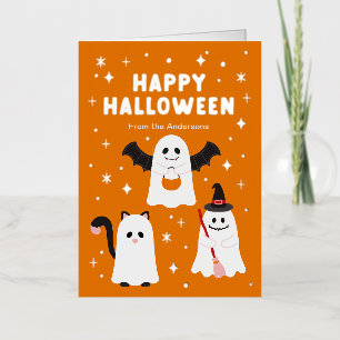 Schattige Halloween Trick or treat Ghosts Folie Wenskaart