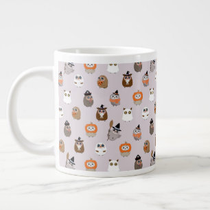 Schattige Halloween Uilen Patroon Extra Grote Beker