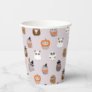 Schattige Halloween Uilen Patroon Papieren Bekers