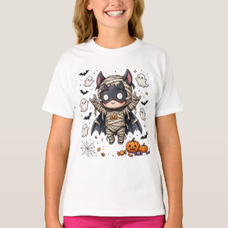 Schattige Halloween Vleermuis Mumie met Pompoen T-shirt