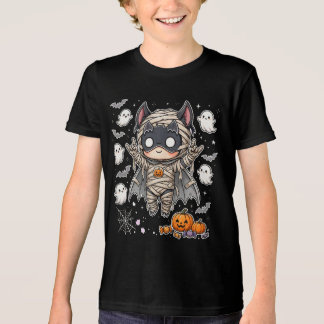 Schattige Halloween Vleermuis Mumie met Pompoen Tri-Blend Shirt