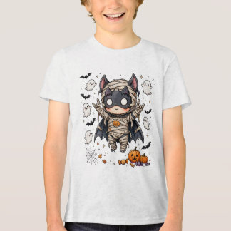Schattige Halloween-vleermuis-mummie met pompoen Tri-Blend Shirt