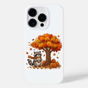 Schattige Halloween Wasbeer Iced Coffee Herfst Case-Mate iPhone 14 Pro Hoesje