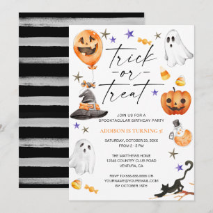 Schattige Halloween Waterverf Verjaardagsfeest Kaart