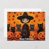 Schattige Halloween Witch 3 Briefkaart (Voorkant / Achterkant)