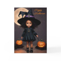 Schattige Halloween Witch Wenskaart