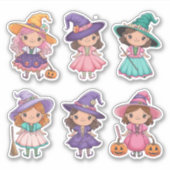 Schattige Halloween Witches Sticker Sheet (Voorkant)