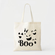 Schattige Halloween Zwarte en Witte BOO Gezichten