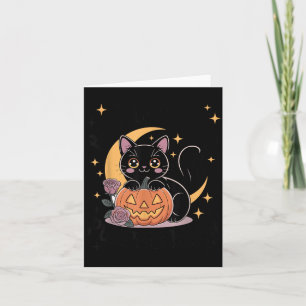 Schattige Halloween Zwarte Kat Pastel Goth Wijfie Kaart