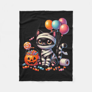 Schattige Halloween Zwarte Kat Pompoen Trick Or Tr Fleece Deken