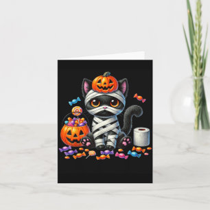 Schattige Halloween Zwarte Kat Pompoen Trick Or Tr Kaart