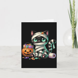 Schattige Halloween Zwarte Kat Pompoen Trick Or Tr Kaart