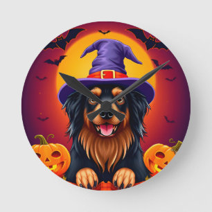 Schattige halloweenhond ronde klok