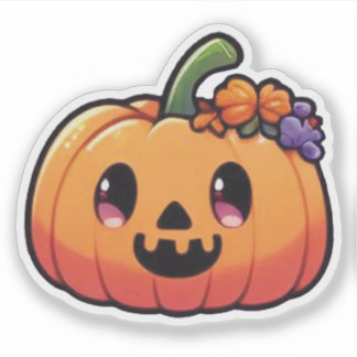 Schattige Halloweenpompoen - Kawaii Jack-o'-Lanter Sticker
