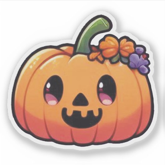 Schattige Halloweenpompoen - Kawaii Jack-o'-Lanter Sticker (Voorkant)