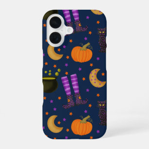 Schattige Halloweenpompoenen, katten en manen iPhone 16 Hoesje
