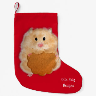Schattige hamster en koekje Kerststok Kleine Kerstsok