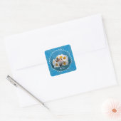 Schattige hamster in White Daisy Bouquet Vierkante Sticker (Envelop)