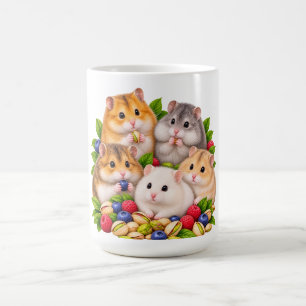 Schattige hamsterfamilie met bessen en pistachenmo koffiemok