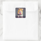 Schattige hamsterliefde vierkante sticker (Tas)