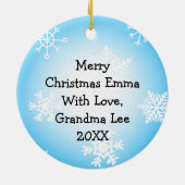 Schattige Hand getrokken Pinguïn met Sneeuwballen Keramisch Ornament (Achterkant)