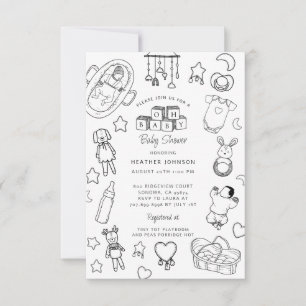Schattige handgetekend Baby shower Kaart