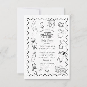 Schattige handgetekend Baby shower Kaart