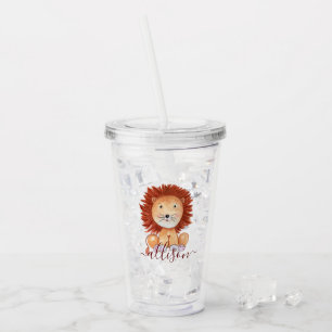 Schattige handgetekende leeuw gepersonaliseerde ki acryl drinkbeker