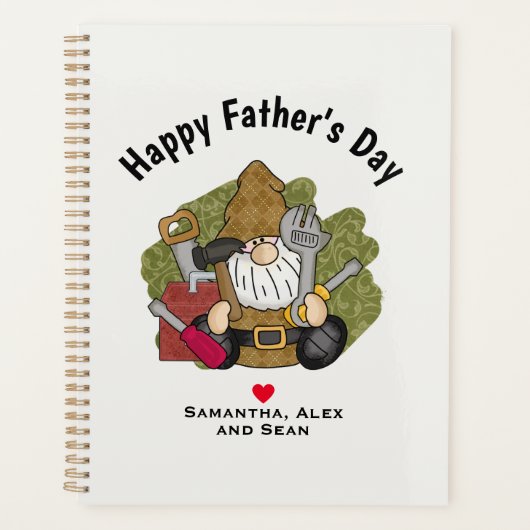 Schattige Handyman & Carpenter Garden Gnome Planner (Voorkant)