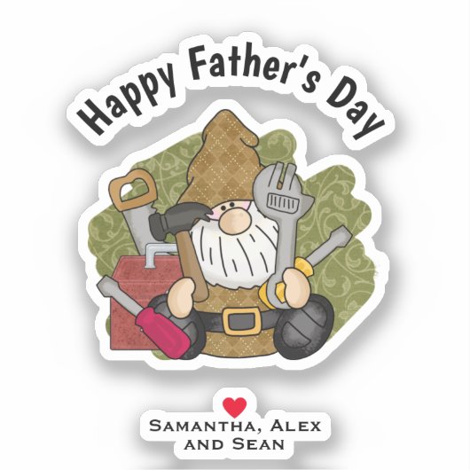 Schattige Handyman & Carpenter Garden Gnome Sticker (Voorkant)