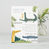 Schattige Happende Alligator Moeras Verjaardag voo Bedankkaart (Staand voorkant)