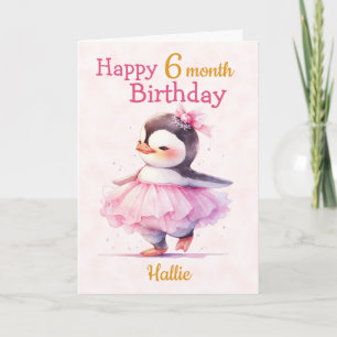 Schattige Happy 6 maand Verjaardag Pinguïn Balleri Kaart