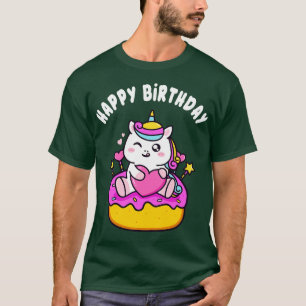 Schattige Happy Birthday Eenhoorn met Cake Kinder T-shirt