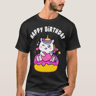 Schattige Happy Birthday Eenhoorn met Cake Kinder T-shirt