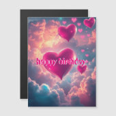 Schattige Happy Birthday Hearts en Clouds (Voorkant / Achterkant)