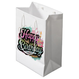 Schattige Happy Birthday Lady's Party Medium Cadeauzakje