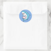 Schattige Happy Blahaj Blauwe Haai Holding Trans H Ronde Sticker (Tas)